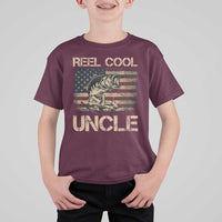 Reel Cool Uncle T Shirt For Kid Funny Fishing USA Flag Patriotic Fisherman Fathers Day