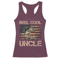 Reel Cool Uncle Racerback Tank Top Funny Fishing USA Flag Patriotic Fisherman Fathers Day