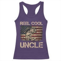 Reel Cool Uncle Racerback Tank Top Funny Fishing USA Flag Patriotic Fisherman Fathers Day