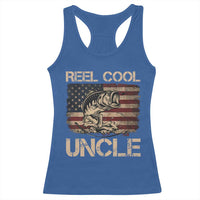 Reel Cool Uncle Racerback Tank Top Funny Fishing USA Flag Patriotic Fisherman Fathers Day