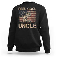 Reel Cool Uncle Sweatshirt Funny Fishing USA Flag Patriotic Fisherman Fathers Day
