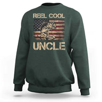 Reel Cool Uncle Sweatshirt Funny Fishing USA Flag Patriotic Fisherman Fathers Day