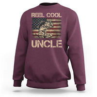 Reel Cool Uncle Sweatshirt Funny Fishing USA Flag Patriotic Fisherman Fathers Day