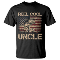 Reel Cool Uncle T Shirt Funny Fishing USA Flag Patriotic Fisherman Fathers Day