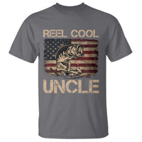 Reel Cool Uncle T Shirt Funny Fishing USA Flag Patriotic Fisherman Fathers Day