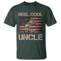 Reel Cool Uncle T Shirt Funny Fishing USA Flag Patriotic Fisherman Fathers Day