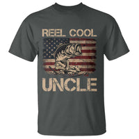 Reel Cool Uncle T Shirt Funny Fishing USA Flag Patriotic Fisherman Fathers Day