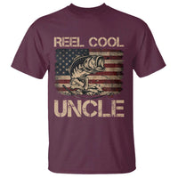 Reel Cool Uncle T Shirt Funny Fishing USA Flag Patriotic Fisherman Fathers Day
