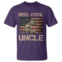 Reel Cool Uncle T Shirt Funny Fishing USA Flag Patriotic Fisherman Fathers Day