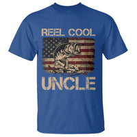 Reel Cool Uncle T Shirt Funny Fishing USA Flag Patriotic Fisherman Fathers Day