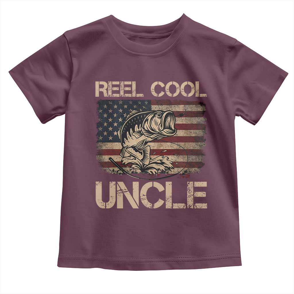 Reel Cool Uncle Toddler T Shirt Funny Fishing USA Flag Patriotic Fisherman Fathers Day