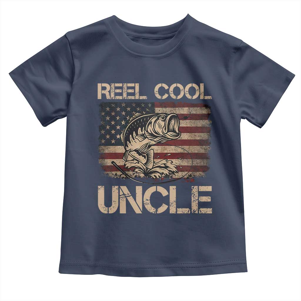 Reel Cool Uncle Toddler T Shirt Funny Fishing USA Flag Patriotic Fisherman Fathers Day