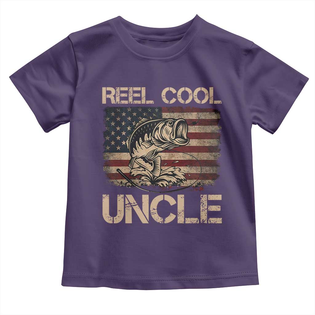 Reel Cool Uncle Toddler T Shirt Funny Fishing USA Flag Patriotic Fisherman Fathers Day