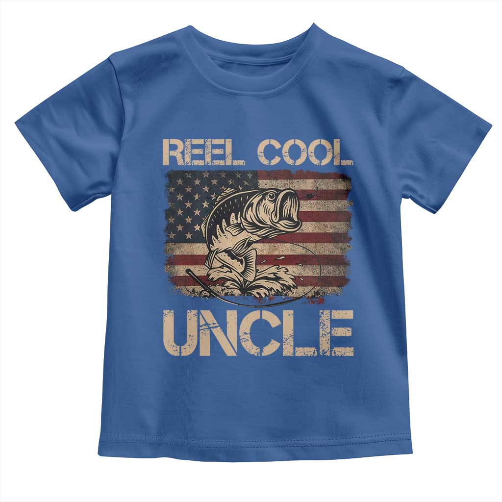 Reel Cool Uncle Toddler T Shirt Funny Fishing USA Flag Patriotic Fisherman Fathers Day