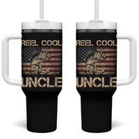 Reel Cool Uncle Tumbler With Handle Funny Fishing USA Flag Patriotic Fisherman Fathers Day