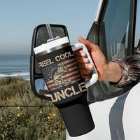 Reel Cool Uncle Tumbler With Handle Funny Fishing USA Flag Patriotic Fisherman Fathers Day