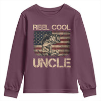 Reel Cool Uncle Youth Sweatshirt Funny Fishing USA Flag Patriotic Fisherman Fathers Day