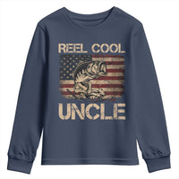 Reel Cool Uncle Youth Sweatshirt Funny Fishing USA Flag Patriotic Fisherman Fathers Day