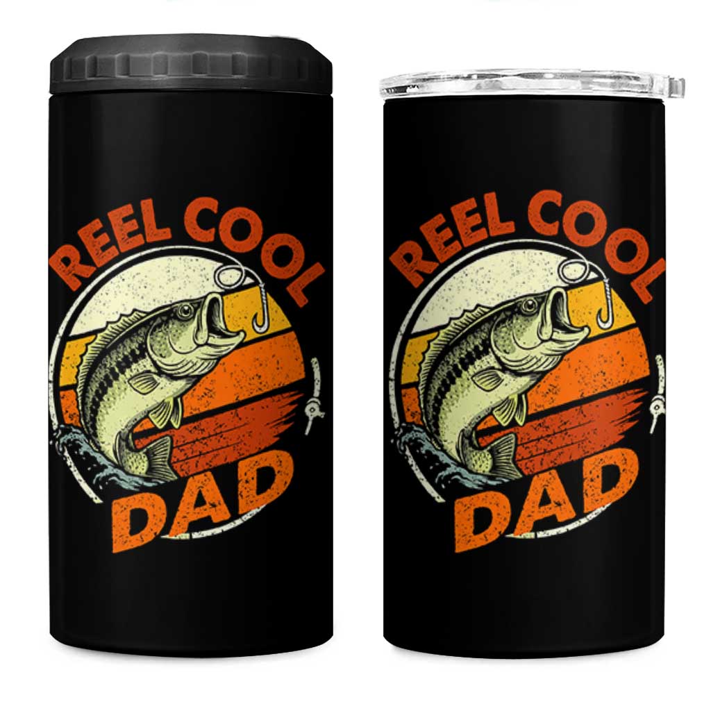 Reel Cool Dad 4 in 1 Can Cooler Tumbler Funny Fathers Day Fishing Lover Fisherman