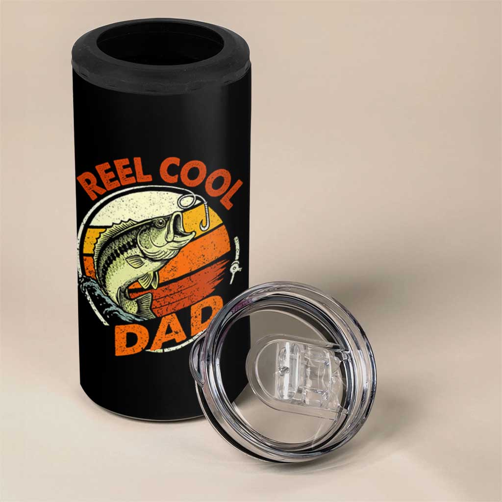 Reel Cool Dad 4 in 1 Can Cooler Tumbler Funny Fathers Day Fishing Lover Fisherman