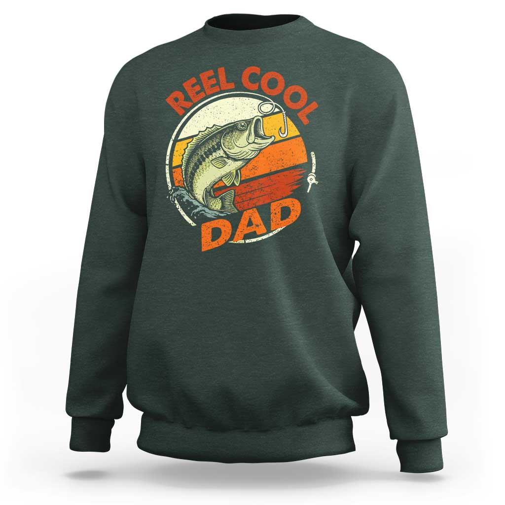 Reel Cool Dad Sweatshirt Funny Fathers Day Fishing Lover Fisherman