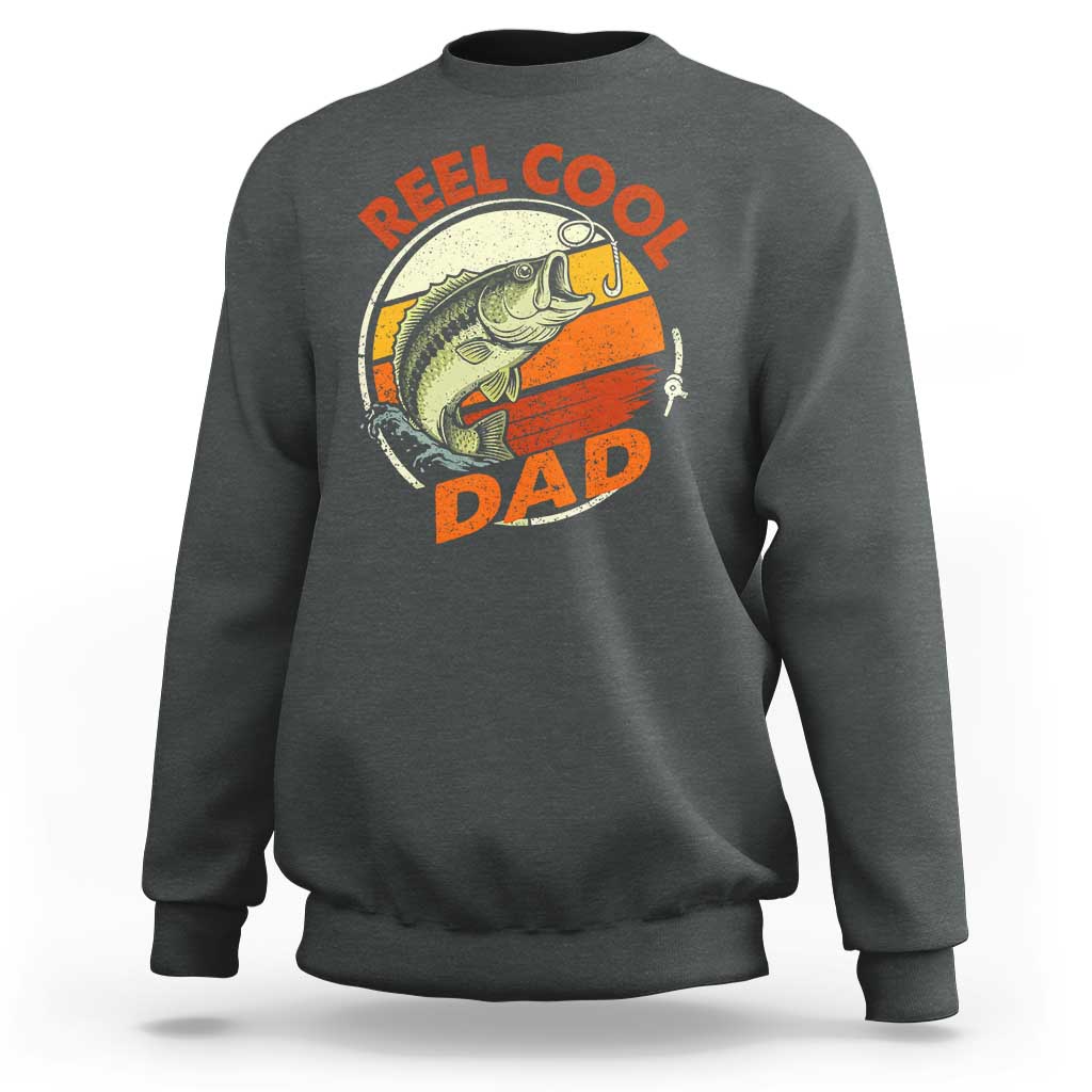 Reel Cool Dad Sweatshirt Funny Fathers Day Fishing Lover Fisherman