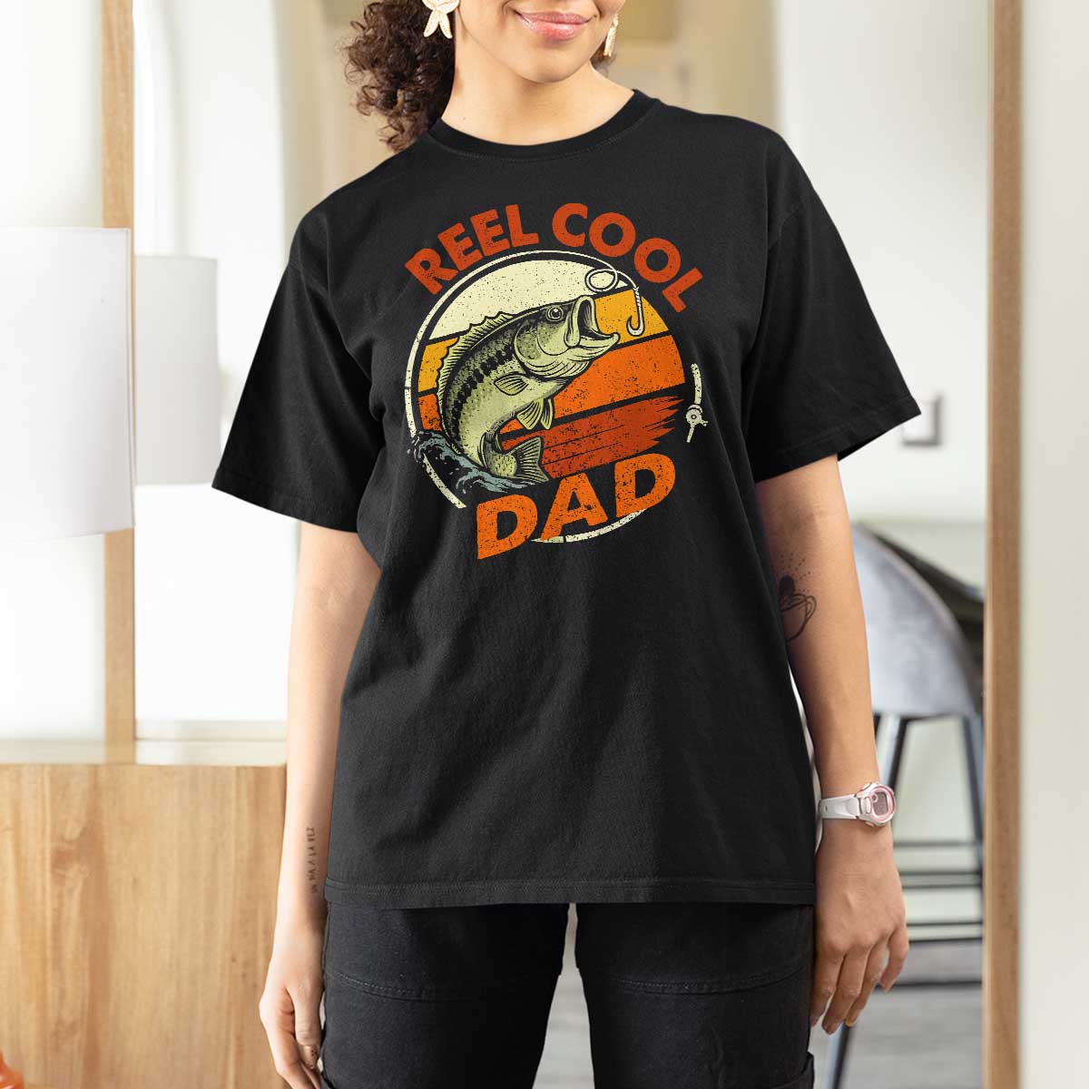 Reel Cool Dad T Shirt For Women Funny Fathers Day Fishing Lover Fisherman
