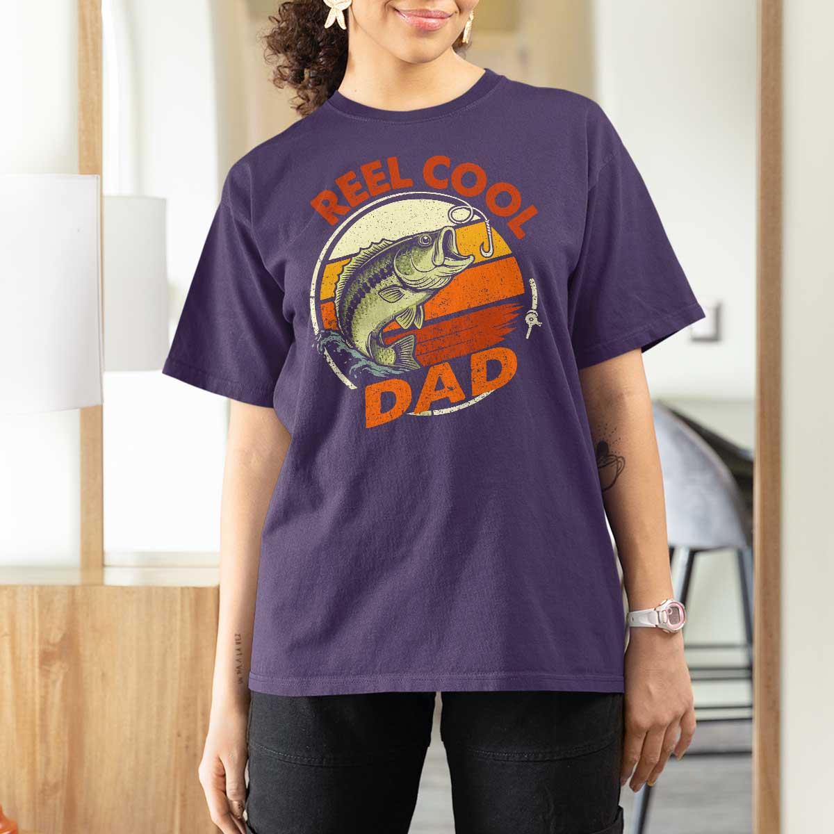 Reel Cool Dad T Shirt For Women Funny Fathers Day Fishing Lover Fisherman