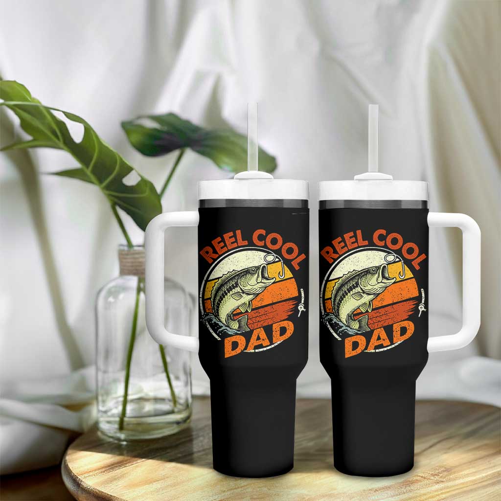 Reel Cool Dad Tumbler With Handle Funny Fathers Day Fishing Lover Fisherman