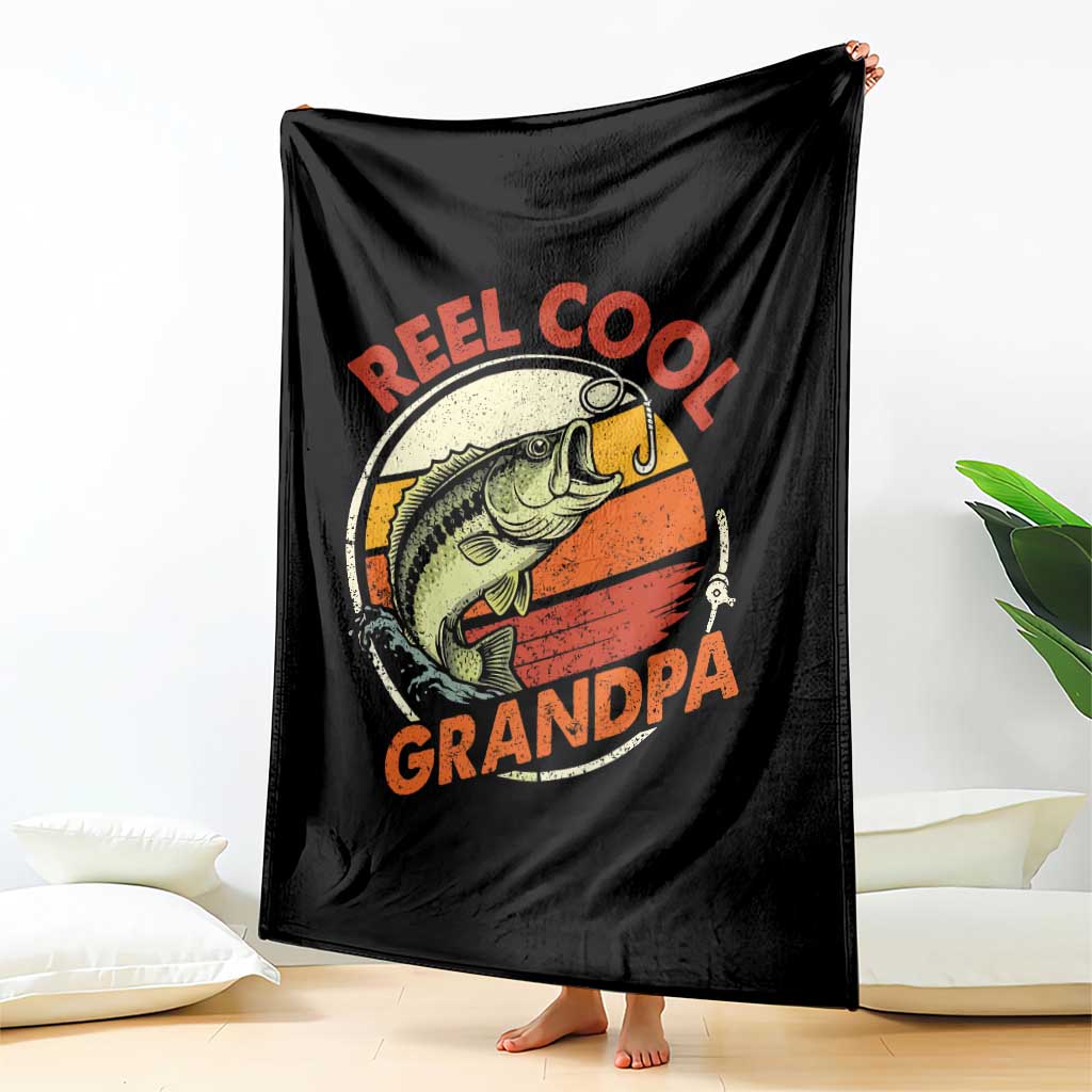 Reel Cool Grandpa Throw Blanket Funny Fathers Day Dada Fishing Lover Fisherman
