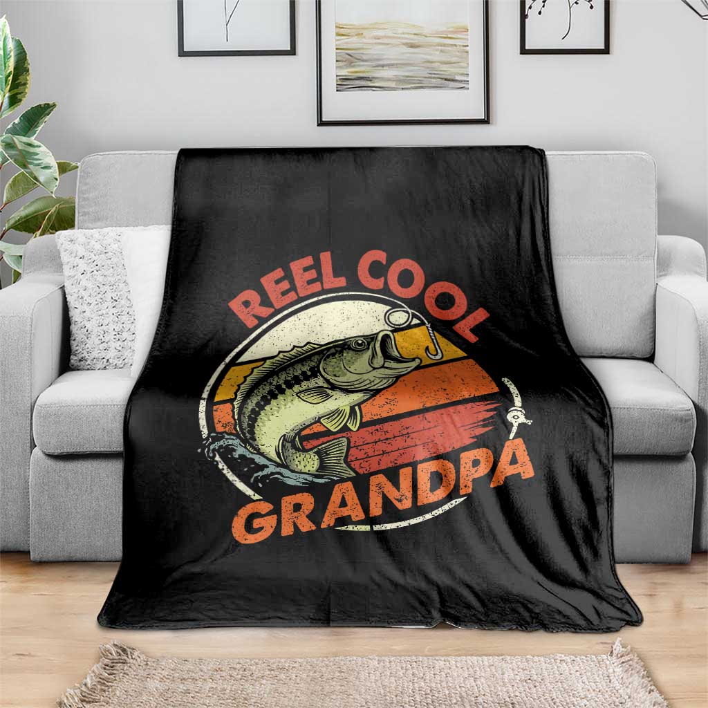 Reel Cool Grandpa Throw Blanket Funny Fathers Day Dada Fishing Lover Fisherman