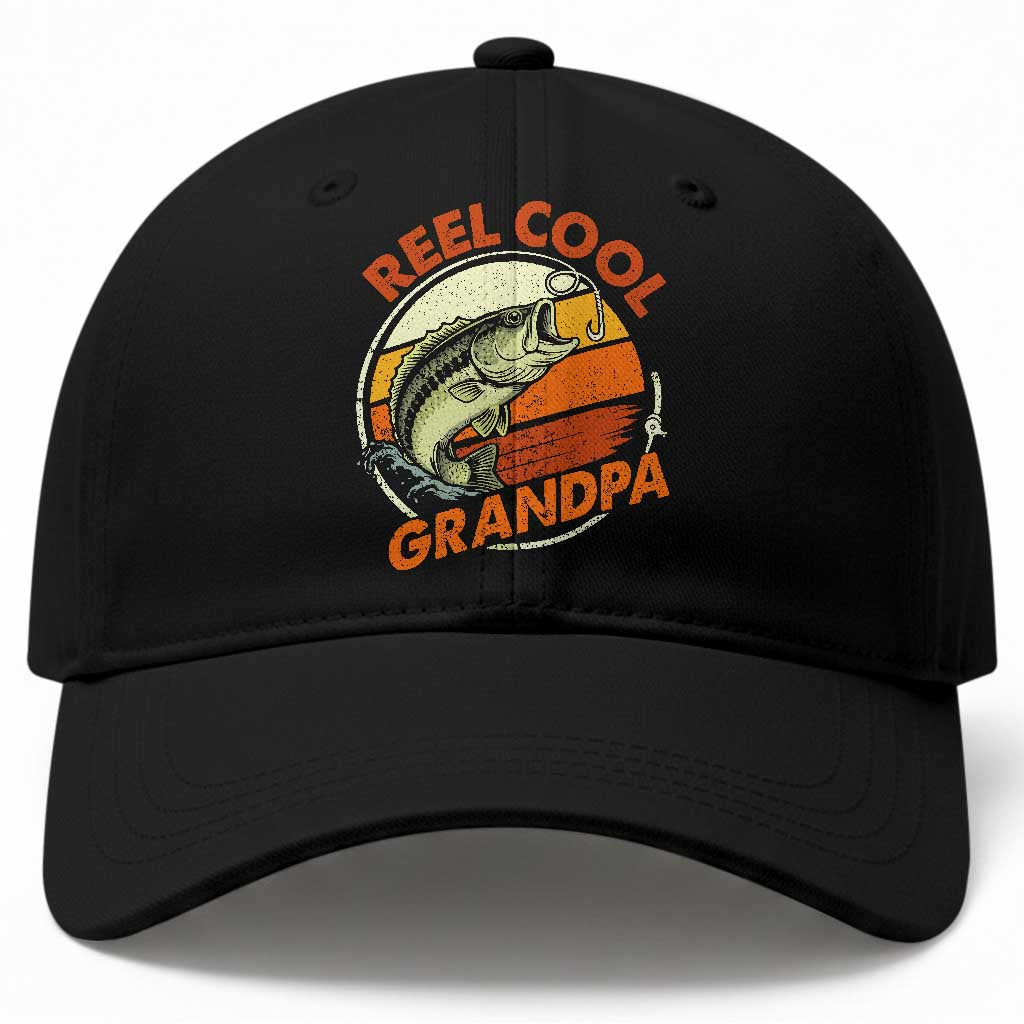 Reel Cool Grandpa Baseball Cap Funny Fathers Day Dada Fishing Lover Fisherman
