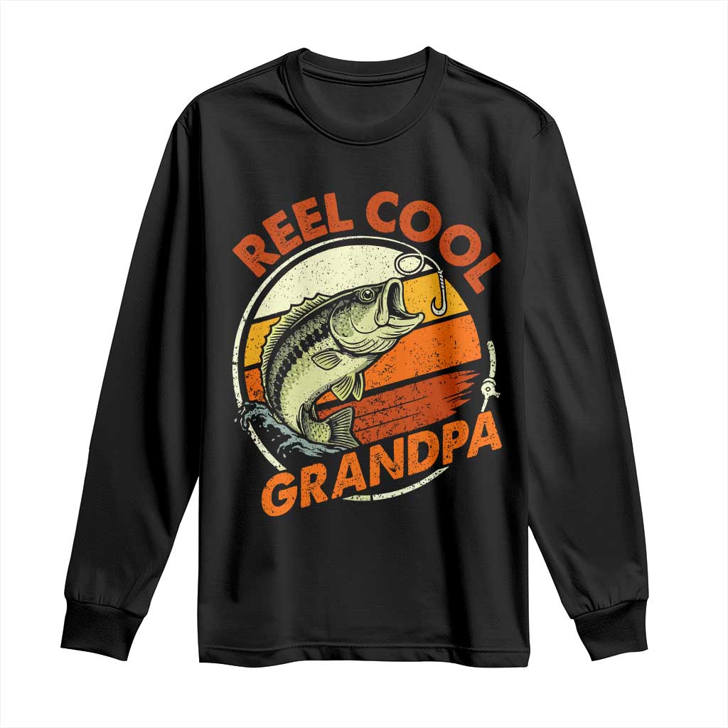 Reel Cool Grandpa Long Sleeve Shirt Funny Fathers Day Dada Fishing Lover Fisherman