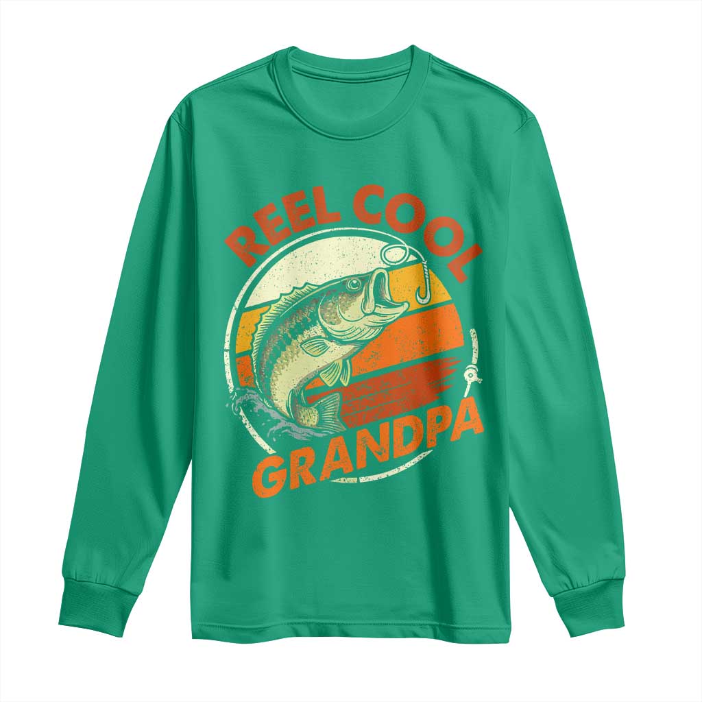 Reel Cool Grandpa Long Sleeve Shirt Funny Fathers Day Dada Fishing Lover Fisherman