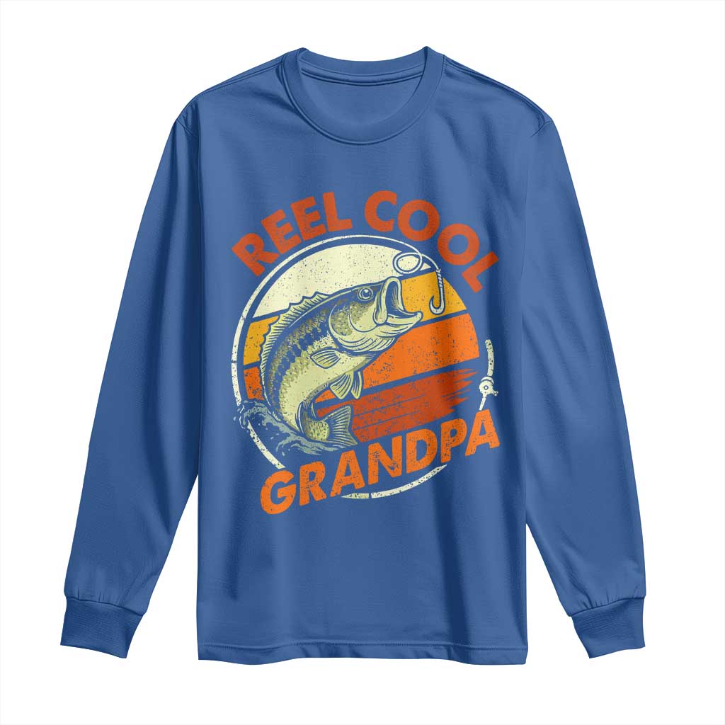 Reel Cool Grandpa Long Sleeve Shirt Funny Fathers Day Dada Fishing Lover Fisherman