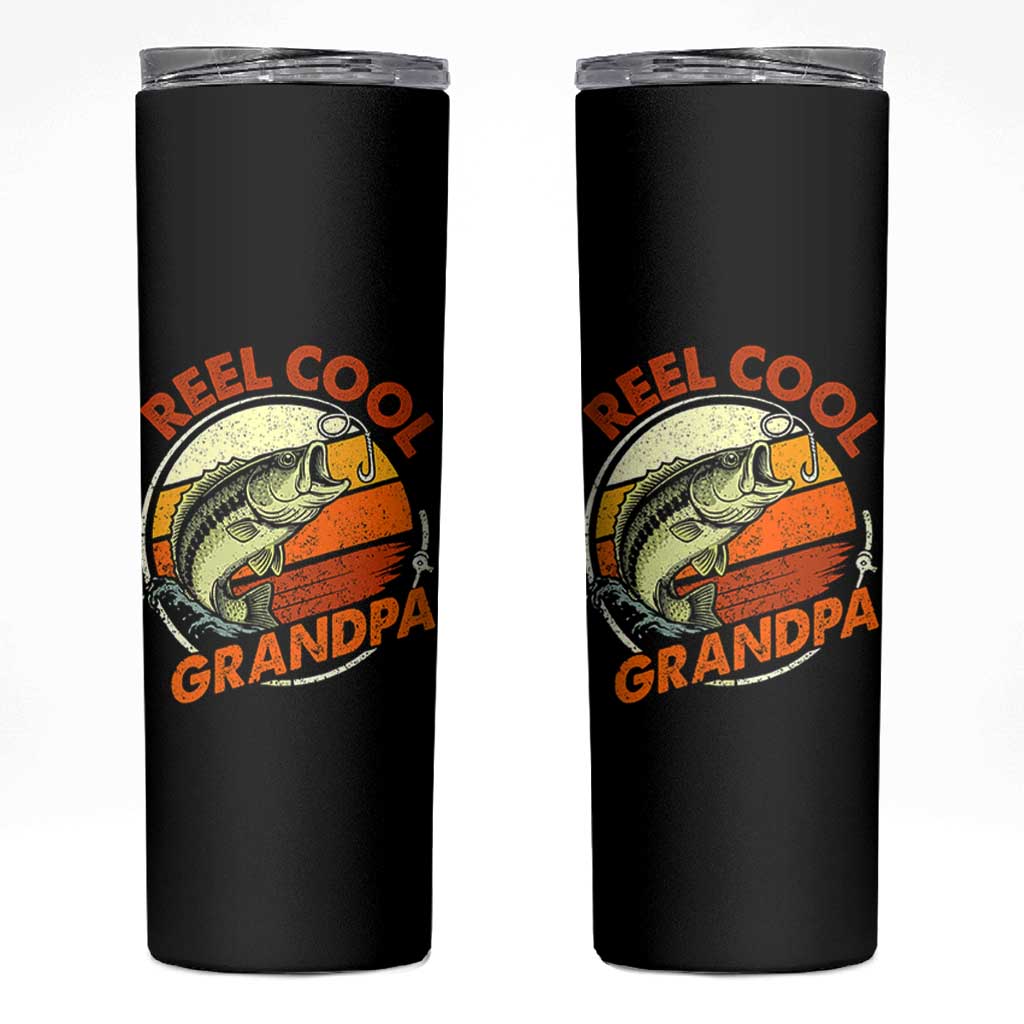 Reel Cool Grandpa Skinny Tumbler Funny Fathers Day Dada Fishing Lover Fisherman