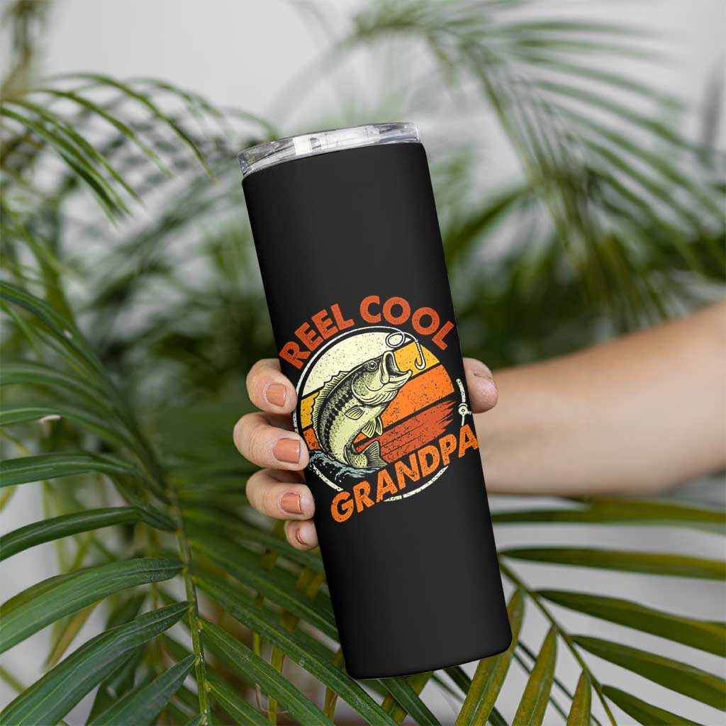 Reel Cool Grandpa Skinny Tumbler Funny Fathers Day Dada Fishing Lover Fisherman
