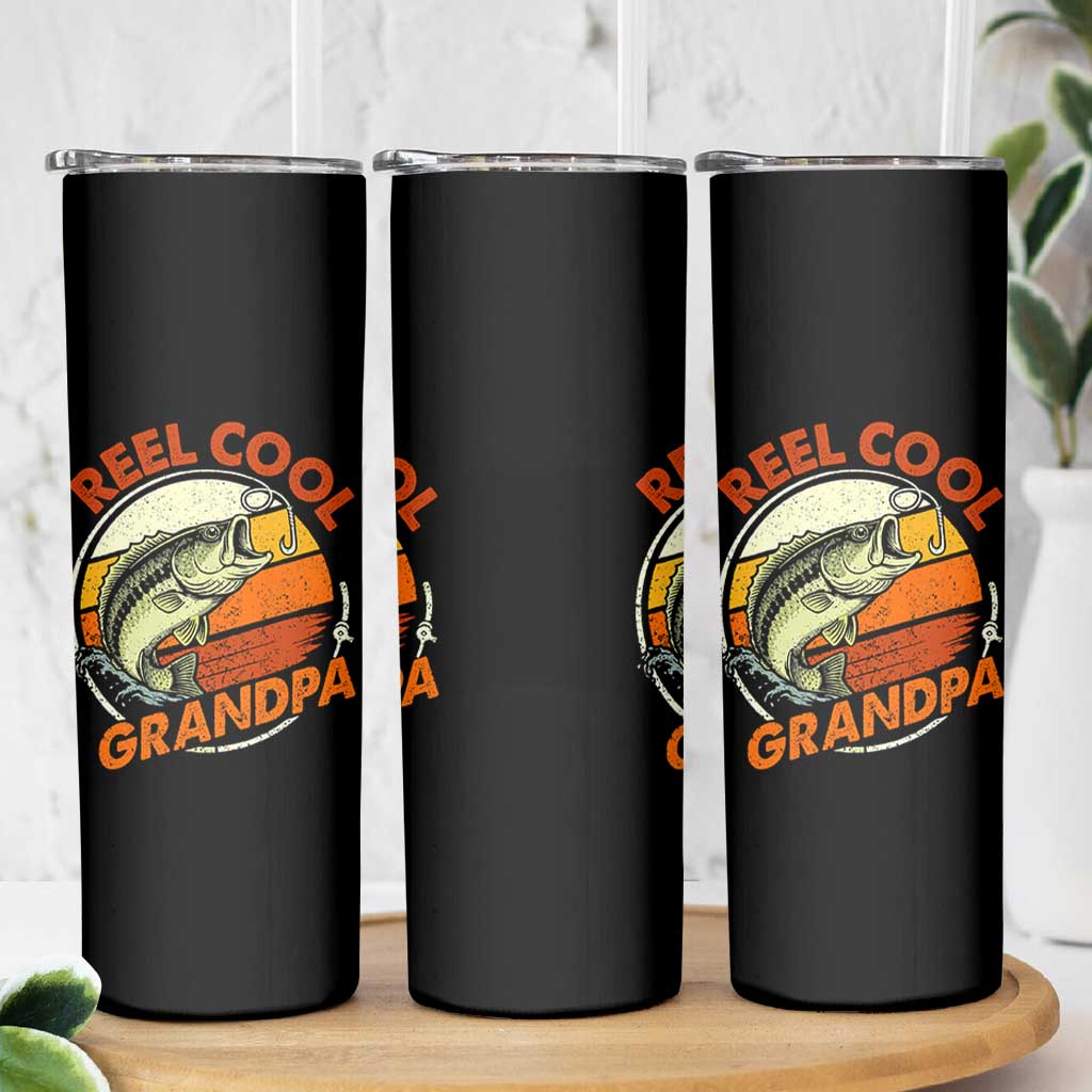 Reel Cool Grandpa Skinny Tumbler Funny Fathers Day Dada Fishing Lover Fisherman