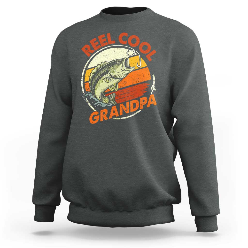 Reel Cool Grandpa Sweatshirt Funny Fathers Day Dada Fishing Lover Fisherman