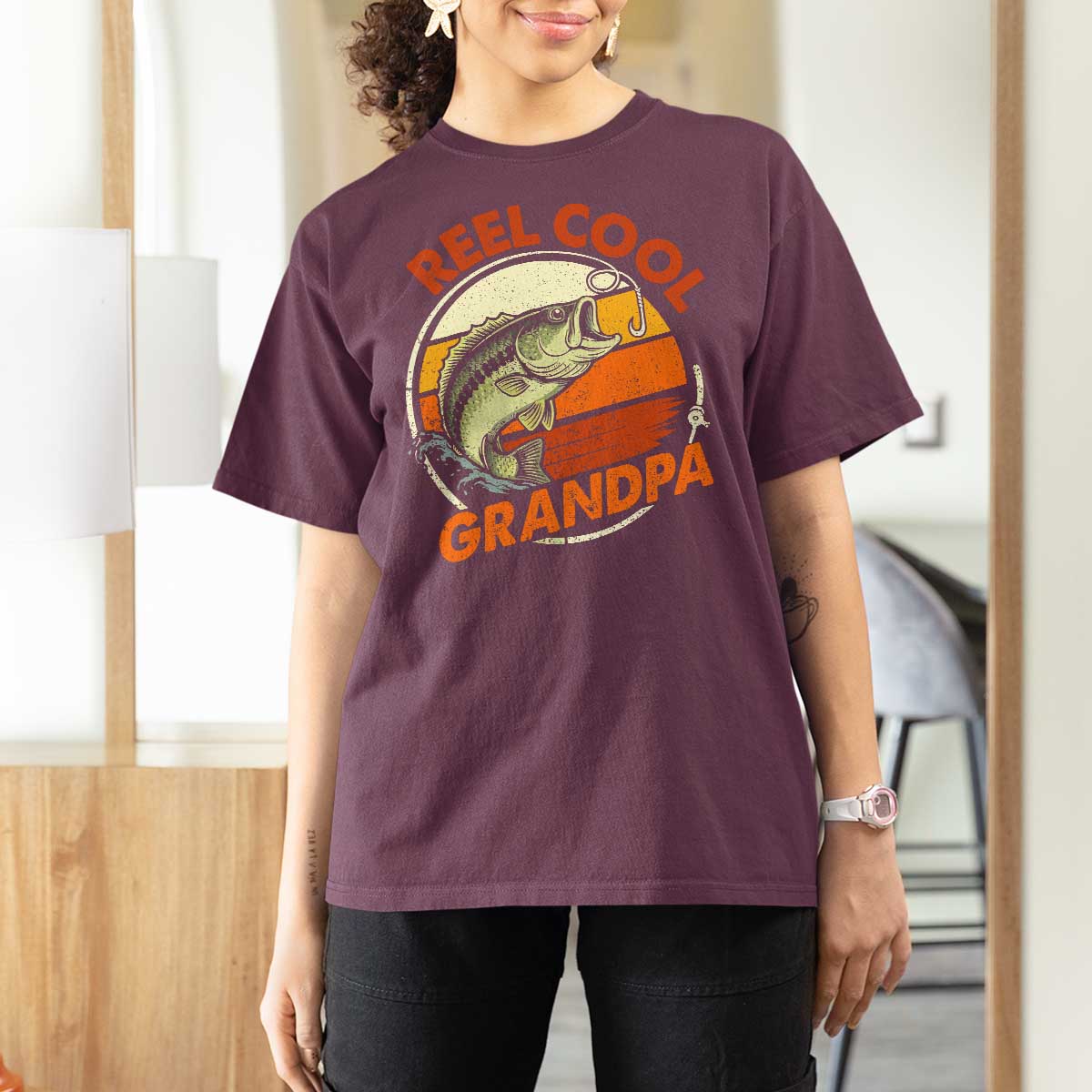 Reel Cool Grandpa T Shirt For Women Funny Fathers Day Dada Fishing Lover Fisherman