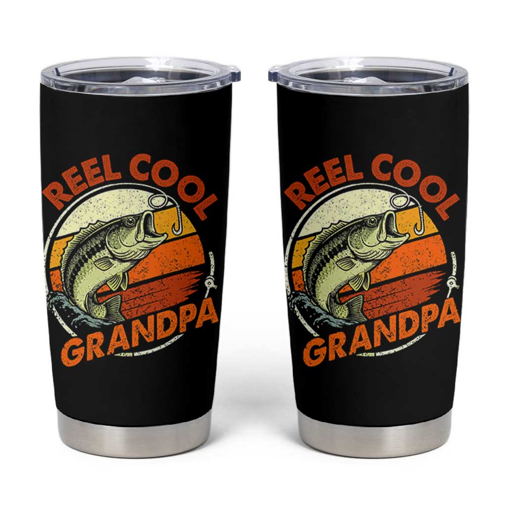 Reel Cool Grandpa Tumbler Cup Funny Fathers Day Dada Fishing Lover Fisherman