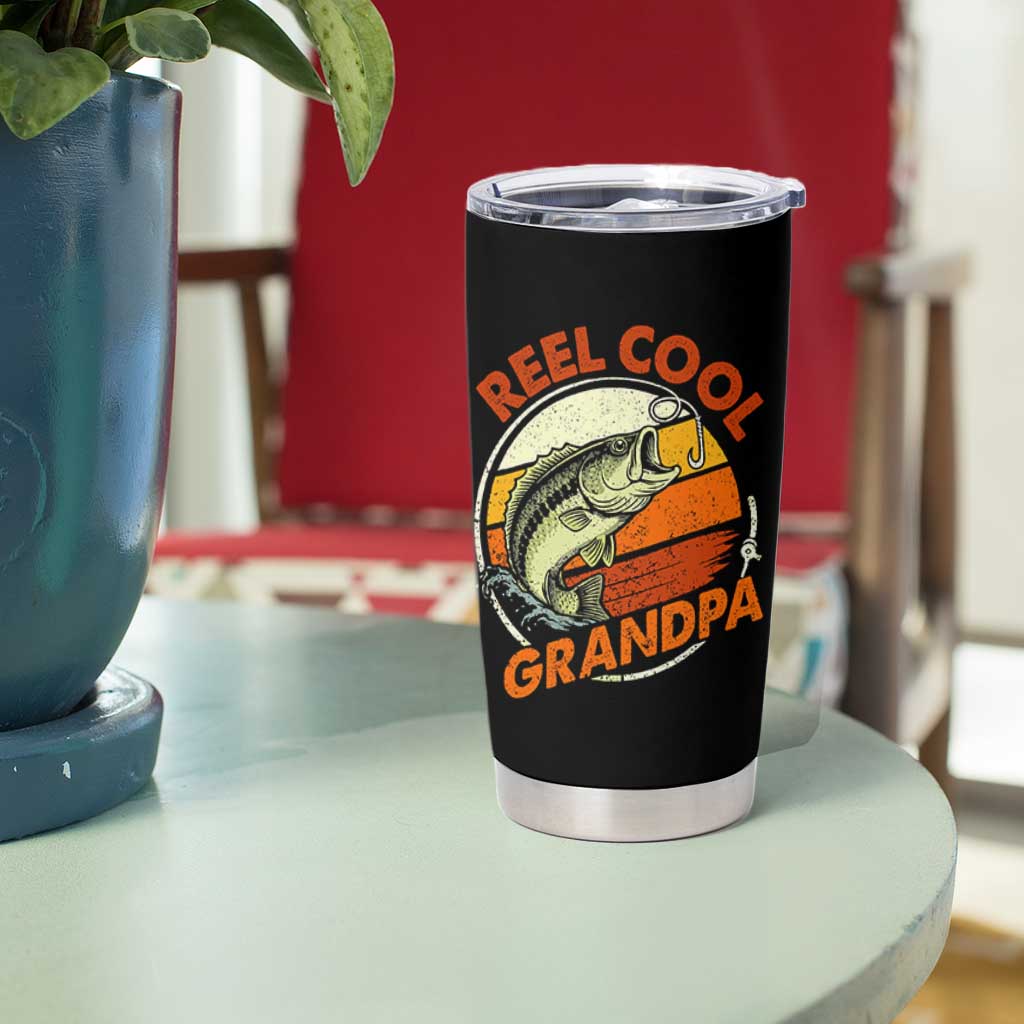 Reel Cool Grandpa Tumbler Cup Funny Fathers Day Dada Fishing Lover Fisherman
