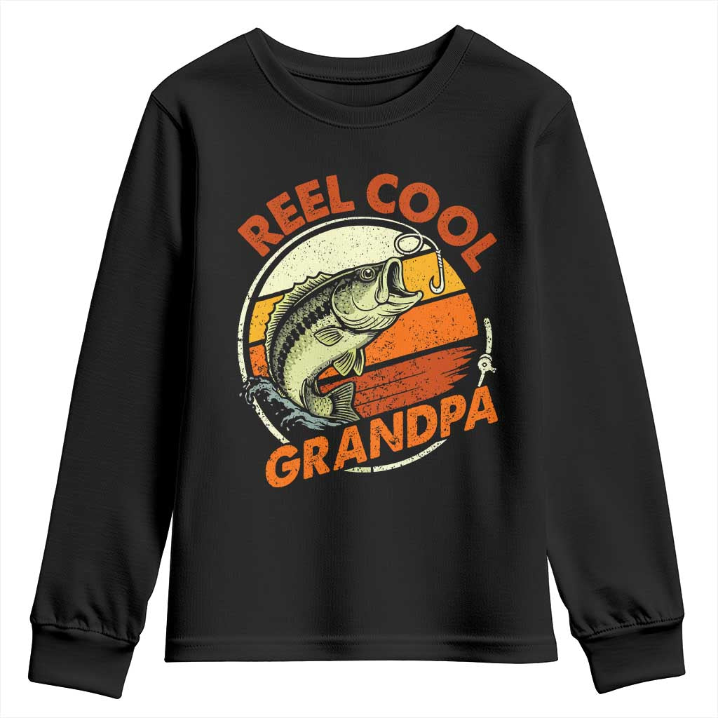 Reel Cool Grandpa Youth Sweatshirt Funny Fathers Day Dada Fishing Lover Fisherman