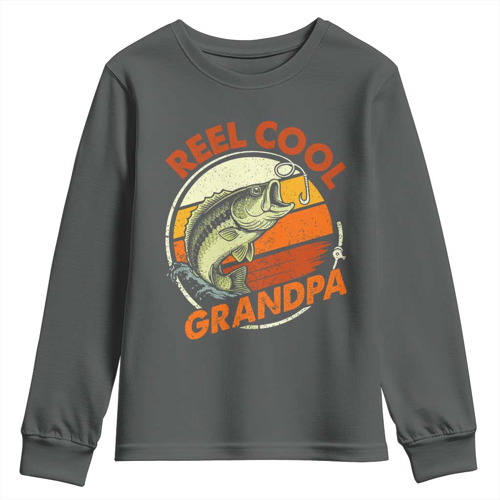 Reel Cool Grandpa Youth Sweatshirt Funny Fathers Day Dada Fishing Lover Fisherman