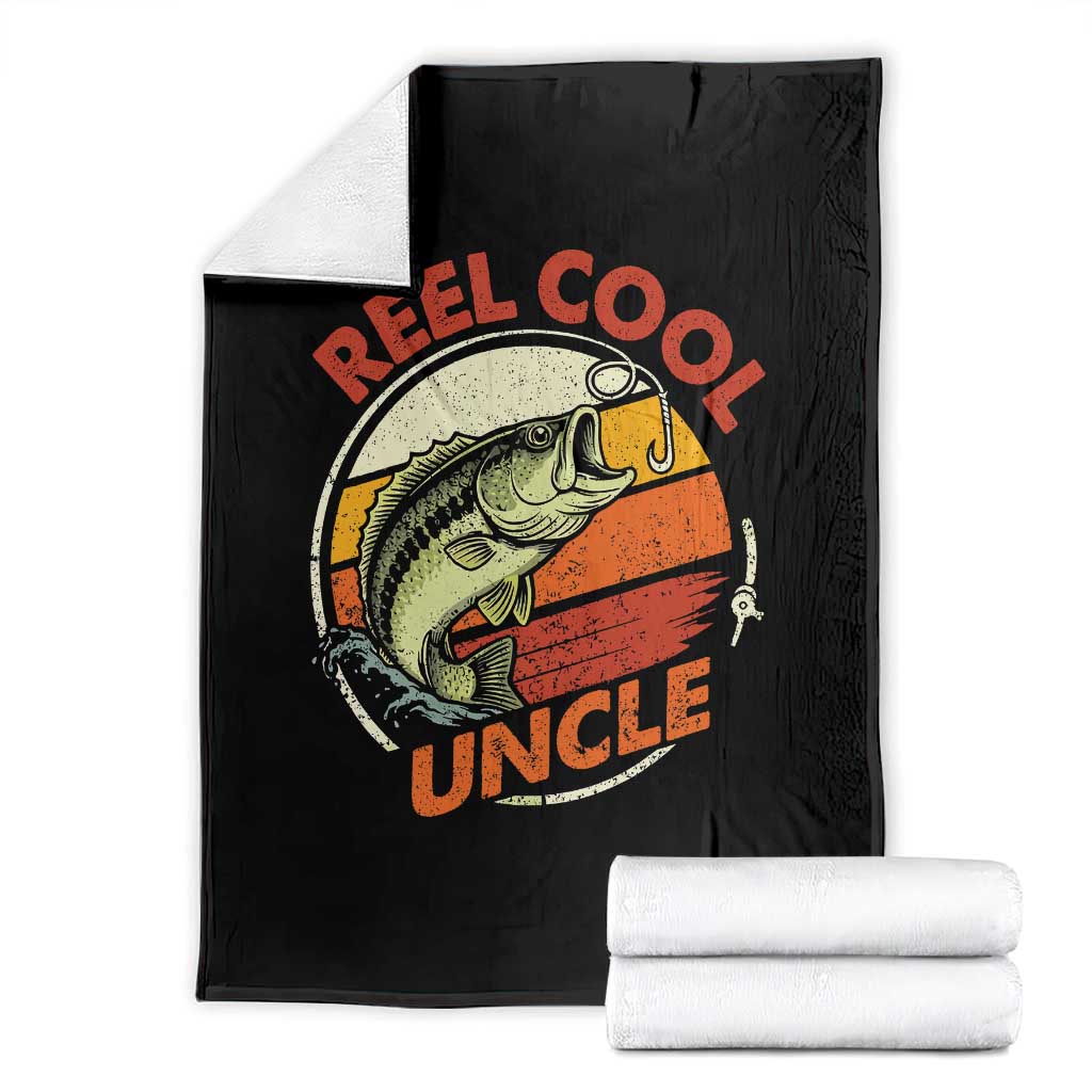 Uncle Fishing Throw Blanket Reel Cool Uncle Funny Fathers Day Fisherman