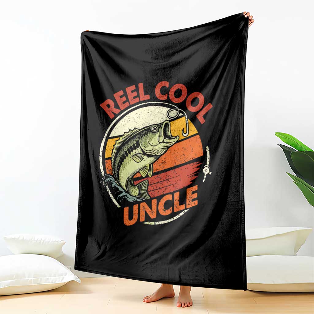 Uncle Fishing Throw Blanket Reel Cool Uncle Funny Fathers Day Fisherman