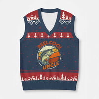 Uncle Fishing V-Neck Knit Sweater Vest Reel Cool Uncle Funny Fathers Day Fisherman