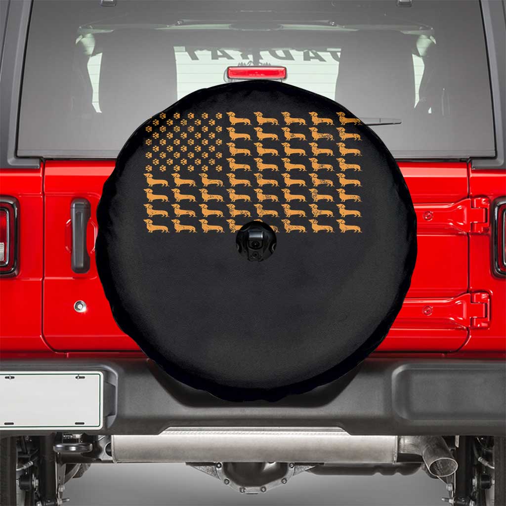 Vintage Dachshund Dad American Flag Spare Tire Cover Weiner Dog Fathers Day Gifts For Dog Lovers Dad - Wonder Print Shop