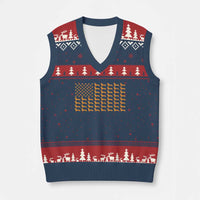 Vintage Dachshund Dad American Flag V-Neck Knit Sweater Vest Weiner Dog Fathers Day Gifts For Dog Lovers Dad - Wonder Print Shop