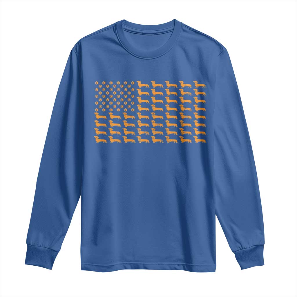 Vintage Dachshund Dad American Flag Long Sleeve Shirt Weiner Dog Fathers Day Gifts For Dog Lovers Dad - Wonder Print Shop